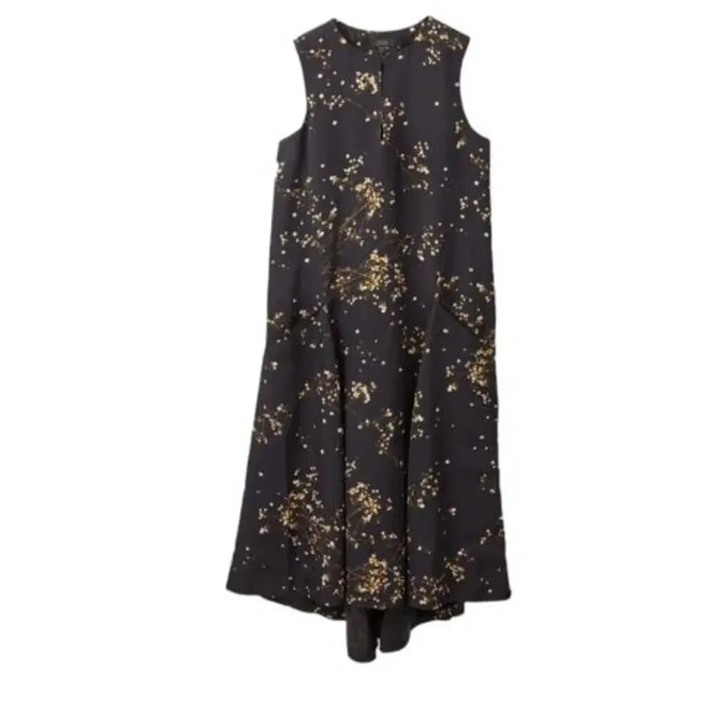 COS Women's Black Fully Lined Handkerchief Asymmetric Midi Dress Size 14 - Picture 2 of 12